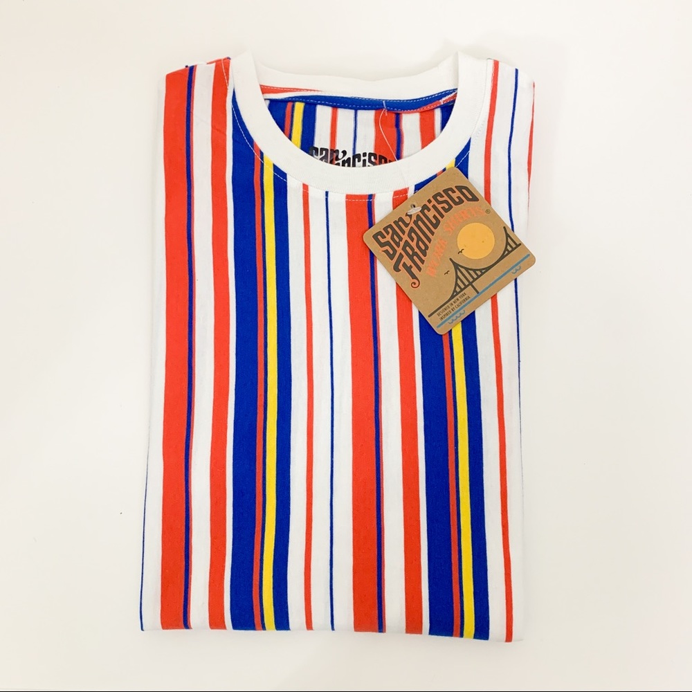 San Francisco Work Shirts Multi Color Stripe Retro T-Shirt